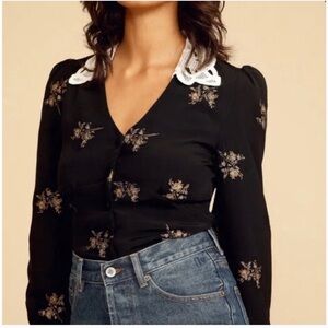 Rouje Clem Blouse, size 34 EU - unique and flattering - collar is detachable